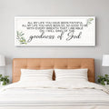 Goodness of God Christian Wall Decor: 40x15 Inch Large Framed Christian Inspirational Wall Art, Religious Scripture Quote Wooden Sign, Christian Home Decor for Living Room Bedroom, White