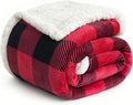 Sherpa Fleece Throw Blanket for Couch, Fluffy Plush Warm Fuzzy Blanket for Women and Men, Cozy Thick Soft Twin Blanket for Bed (Red, 60"*80")