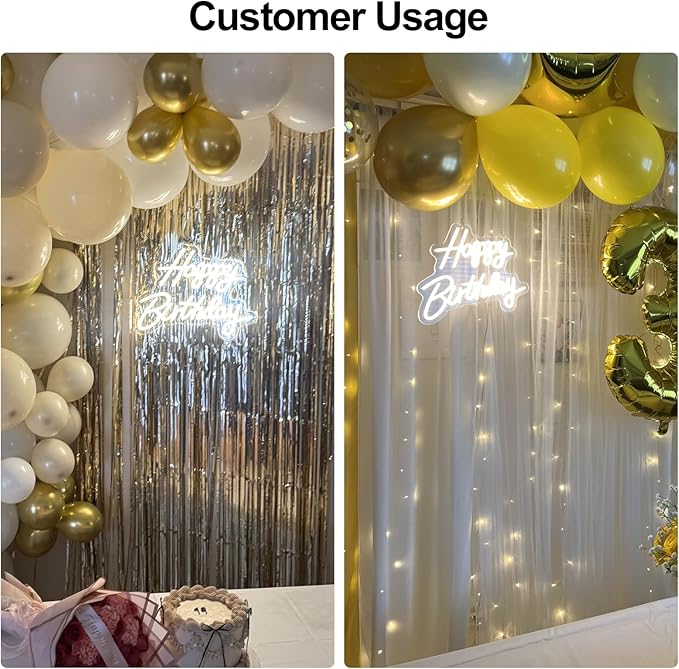 Happy Birthday Neon Sign, Happy Birthday Light Up Sign, Neon Happy Birthday Sign, Happy Birthday Led Sign for Backdrop All Birthday Party Decoration USB Powered Warm White,16.5 x 12 Inches (Plug not provided)