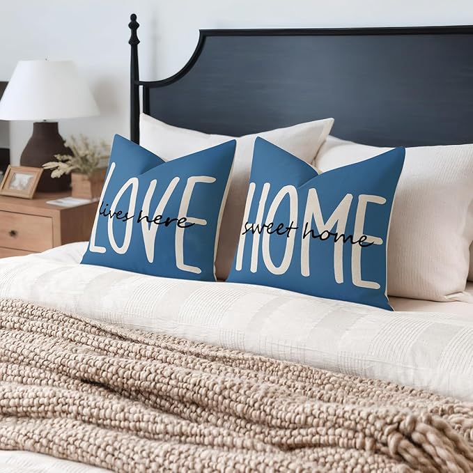 YCOLL Farmhouse Pillow Covers 18x18 Set of 4 Throw Pillow Covers Rustic Linen Decorative Pillows Square Cushion Covers for Couch Sofa Bedroom Home Decor