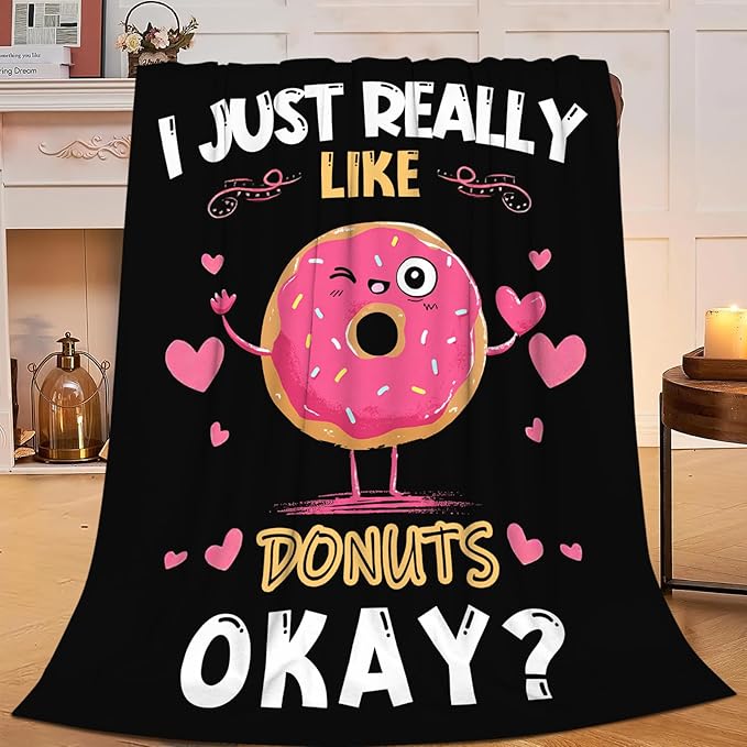 Donut Blanket for Girls Women Boys Men Adults Kids Soft Cozy Fleece Dessert Cake Throw Blankets Lovers Gifts Warm Flannel Plush Lightweight Decor for Couch Bed Sofa 50"X40"