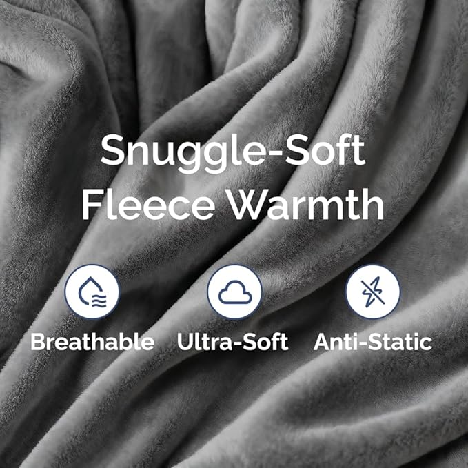 Ultra Soft Fleece Blanket King Size - Flannel Fleece Luxury King Blanket - Lightweight for Couch Bed Chair - Thick, Warm & Breathable - All Season Cozy Fuzzy, Anti-Static Microplush Bedding, Dark Grey