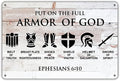 QIONGQI Funny Put on The Full Armor of God Metal Tin Sign Wall Decor, Farmhouse Rustic Christian Sign for Home Decor Gifts