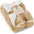 Genteele Sherpa Throw Blanket Super Soft Reversible Ultra Luxurious Plush Blanket, 60 x 80 inches, Camel/White