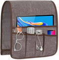 Couch Armrest Remote Control Holder, Couch Caddy Gifts for Seniors Bed Caddy Tv Remote Holder with 5 Pockets for Key Glasses Phone Magazine Holders