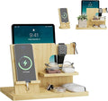 Valentine's Day Gifts for Men Wood Phone Docking Station with Separate Phone Stand, Bedside Desk Organiser and Key Holder Anniversary Birthday Presents for Dad Husband Boyfriend Son Natural