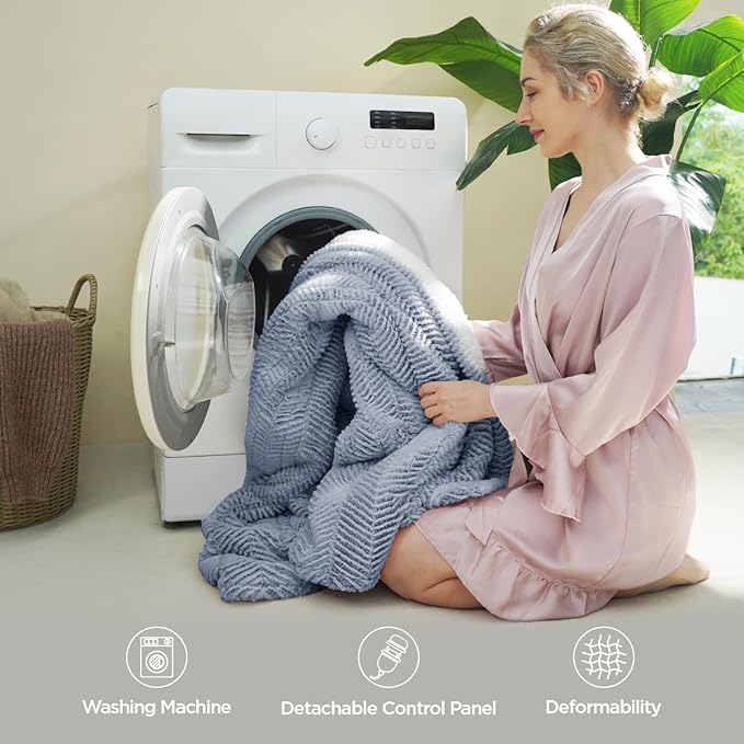 Heated Blanket Electric Blanket 50" x 60" - Cozy Soft Heated Throw with 5 Heating Levels & 3 Hours Auto Off,Machine Washable,ETL & FCC Certification(Frosty Blue)