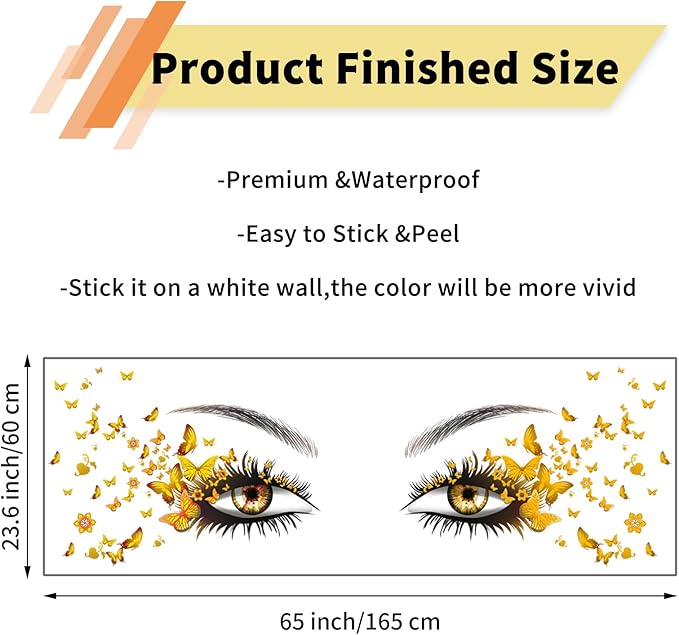 Beautiful Eyelash Eyes Wall Stickers Flying Butterfly Decals Girl Heart Decor Vinyl Art Butterflies Stickers for Women Girls Bedroom Living Room Decoration