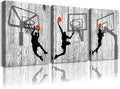 Black and white Canvas Wall Art for living room bathroom and bedroom kitchen wall decor artwork Canvas Prints play basketball sport painting 16" x 24"3 Piece Modern framed office Home decorations