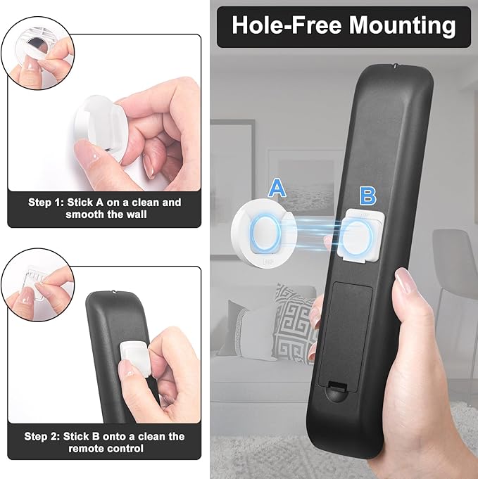 Magnetic Remote Control Holder Wall Mount, Upgrade Remote Control Organizers Storage Self-Adhesive TV Remote Control Caddy for Back of TV (White 6)