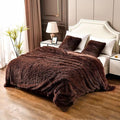YUSOKI Brown Queen Faux Fur Blanket,2 Layers,90"x90" Without Pillows Big Soft Plush Fuzzy Large Warm Fluffy Throw Blanket for Bed