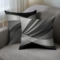 2pcs Modern Abstract Decorative Throw Pillow Cover, Black and Gray Geometric Pattern, Contemporary Home Decor Cushion Case，18x18 Pillows Linen Pillowcase