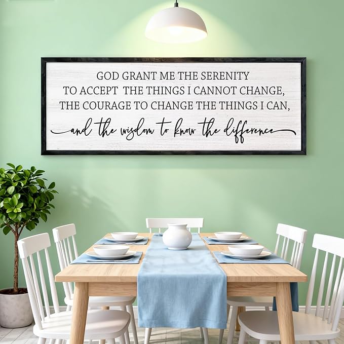 Serenity Prayer Rustic Bible Verse Framed Wall Art, 40''×15'' Positive Religious Christian Saying Sign for God Jesus Christ Prayer, Vintage Horizontal Holy Inspirational Catholic Scripture Decor