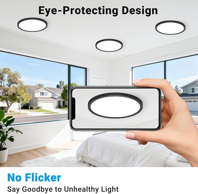 2 Pack LED Flush Mount Ceiling Light,7Inch 15W,3000K/3500K/4000K/5000K/6500K 5 Color Temperatures Ceiling Light Fixture for Kitchen Porch Hallway Bedroom Bathroom Closet,Oil-Rubbed Bronze