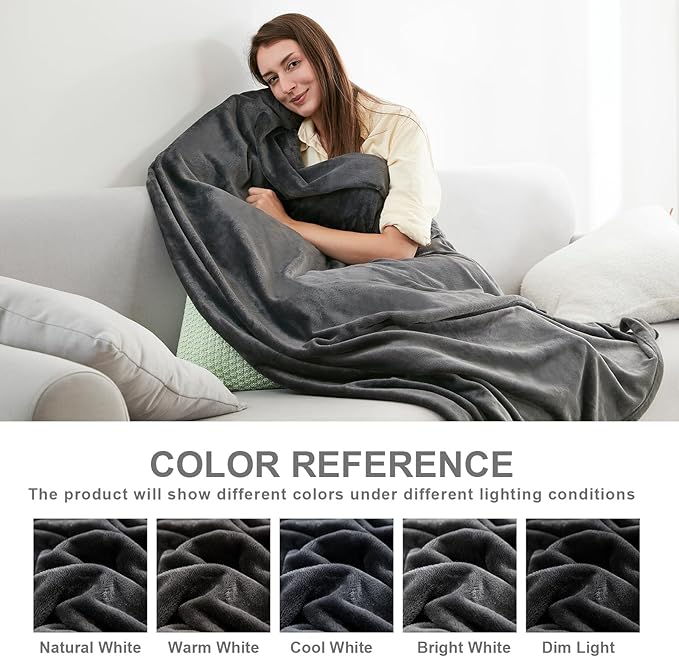 Hansleep Fleece Charcoal Full Blanket, Super Soft Flannel Fuzzy Plush Cozy Blanket for All Seasons, Charcoal, Full 84x90 Inches