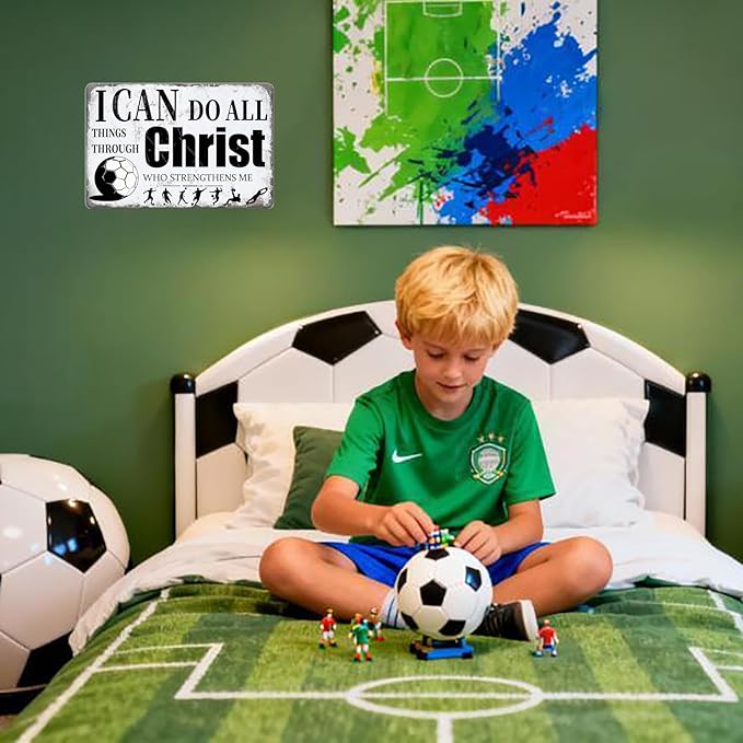 Soccer Room Bedroom Decor, Vintage Metal Soccer Signs