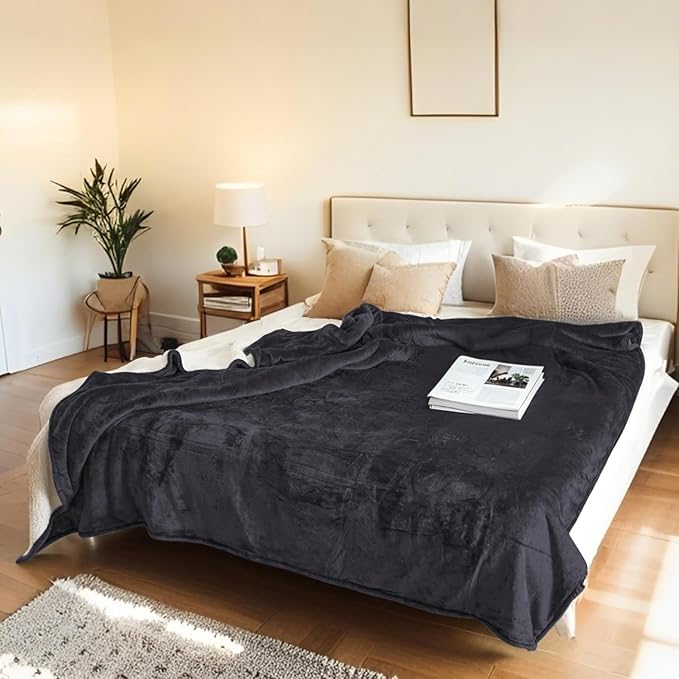 Electric Heated Blanket Throw Size 50"x60" - Microplush & Sherpa Fabric Dual-Sided, 6 Heat Settings & 3 Hours Auto Off, Soft & Cozy Warming Throw for Home, Office, or Bed, Machine Washable, Iron Gray