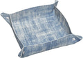 Washed Denim Fabric Texture Beige Blue Valet Tray Leather Desktop Storage Organizer Bedside for Jewelry Keys Coin Sundries