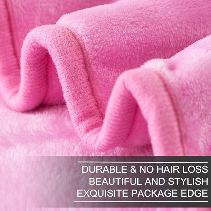 Fleece King Size Summer Blanket All Season 350GSM Lightweight Throw for The Bed Extra Soft Brush Fabric Winter Warm Sofa Blanket 90" x 108"(Pink King)