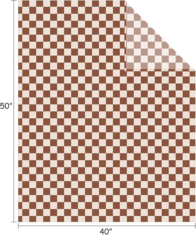 FY FIBER HOUSE Checkered Flannel Fleece Throw Blanket Soft Cozy Checkerboard Grid Print Chessboard Pattern Blankets for Dog Cat, 40"x50", Khaki