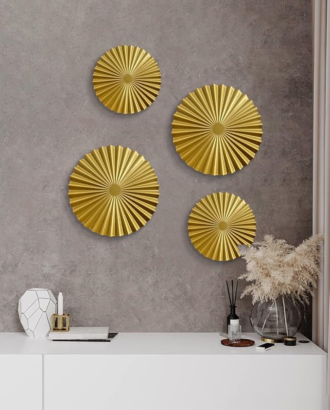 ITrixgan Aesthetic Bedroom Wall Decor Above Bed, Gold Metal Art Wall Decor For Bedroom, Modern Wall Hanging Decor Metal Decorative Wall Art Set, Sunburst Wall Decorations For Living Room