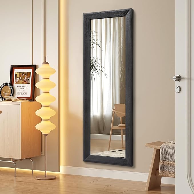 AAZZKANG Full Length Mirror with Wood Framed Modern Large Wall Mirrors 47"x16" Rectangle for Bedroom Living Room Bathroom Dressing Room Entryway Black