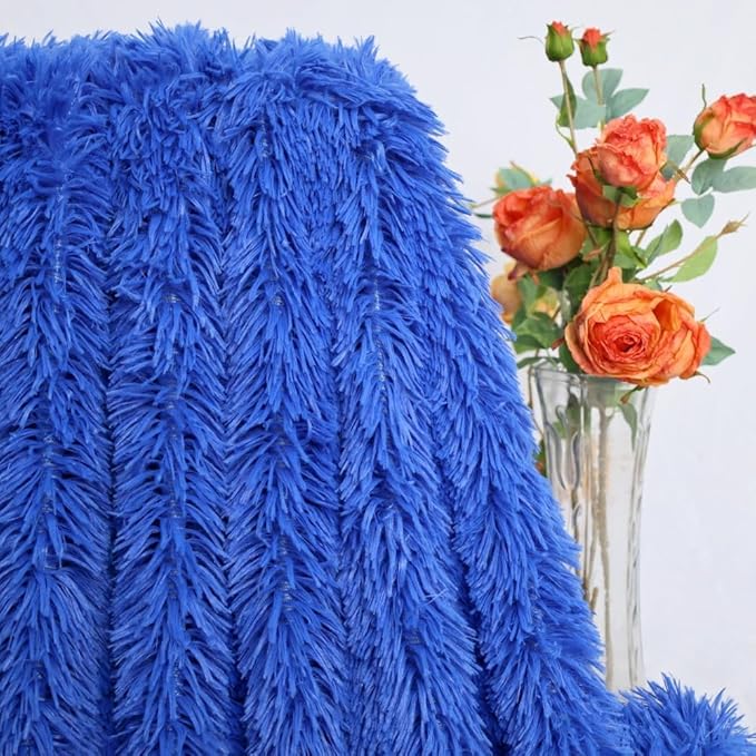 Plush Super Soft Blanket Bedding Sofa Cover Furry Fuzzy Fur Warm Throw Qulit Cozy Couch Blanket for Winter (51x63 Inches,Royal Blue)