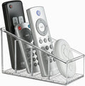 TV Remote Holder, Remote Holder for Table, Remote Control Caddy, Clear PET Remote Control Organizer with 4 Storage Compartments, Mini Desktop Remote Storage for Household, Bedside, Living Room (1Pcs)