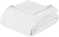 Superior JENA Cotton Blanket, for Picnic, Beach, Traveling or Camping, Bedroom Decor, Essentials, Cover for Bed, Couch, Lounging, Textured Jacquard, Modern Chevron Woven Blanket, Twin, White