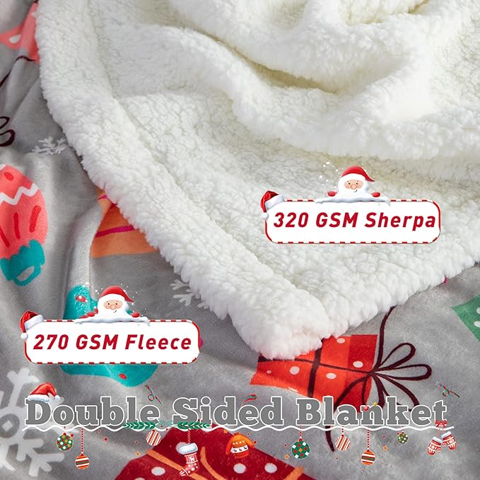LBRO2M Sherpa Fleece Bed Blanket Twin Size,Christmas Super Soft Fuzzy Plush Warm Cozy Fluffy Microfiber Couch Throw Velvet Double Reversible Luxurious Blankets