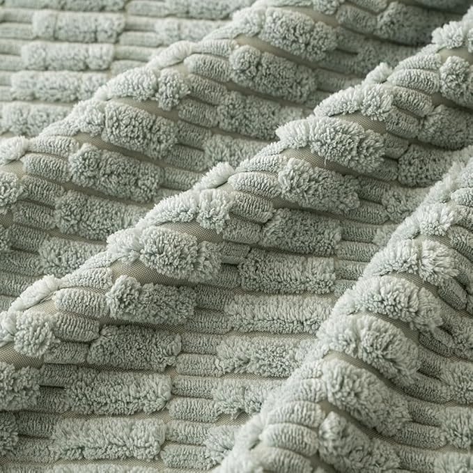 MIULEE Pack of 4 Greyish Green Corduroy Decorative Throw Pillow Covers 18x18 Inch Soft Boho Striped Pillow Covers Modern Farmhouse Home Decor for Sofa Living Room Couch Bed