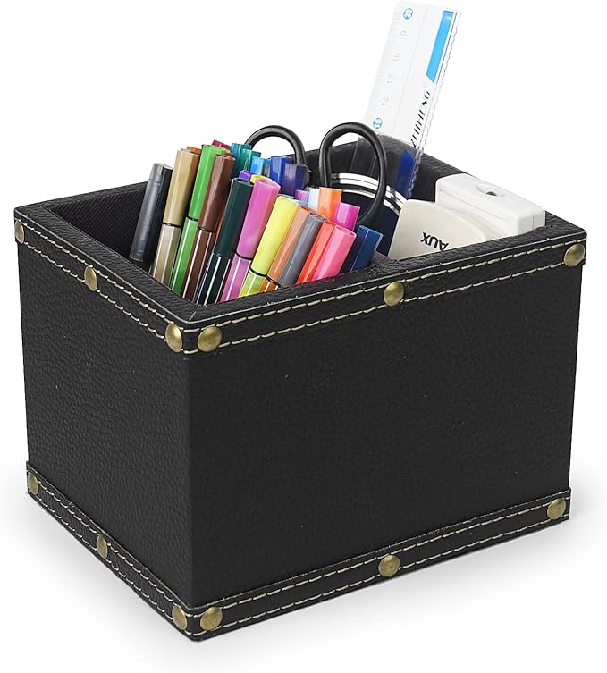 DreamsEden 2 Slots Wood Remote Control Holder Storage Box (Black)