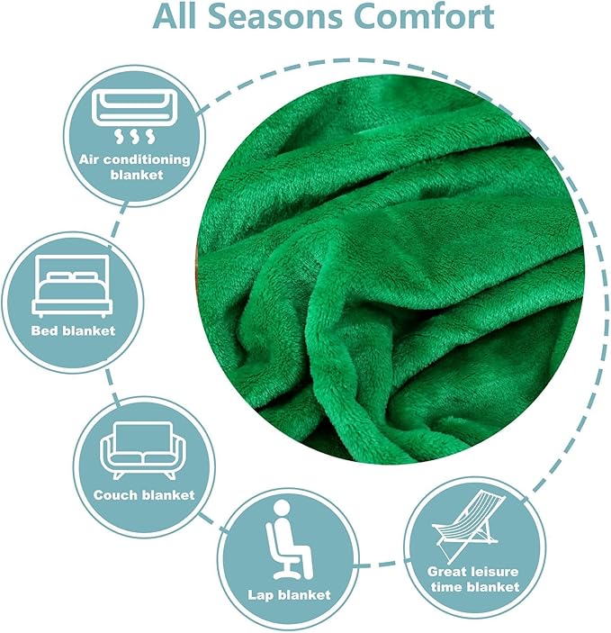 NANPIPER Fleece Blankets, Super Soft Flannel Fuzzy Blanket for Couch, Luxury Cozy Lightweight Microfiber Dog Blanket-Throw Size,Emerald Green