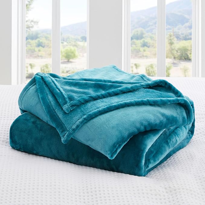 MOONLIGHT20015 Fleece Blanket Twin Size - Super Soft Fuzzy Throw Blanket for Couch and Sofa - Lightweight Luxury 400 GSM Microfiber Fluffy Bed Blankets and Throws, 60 x 80 Inches (Twin, Teal)