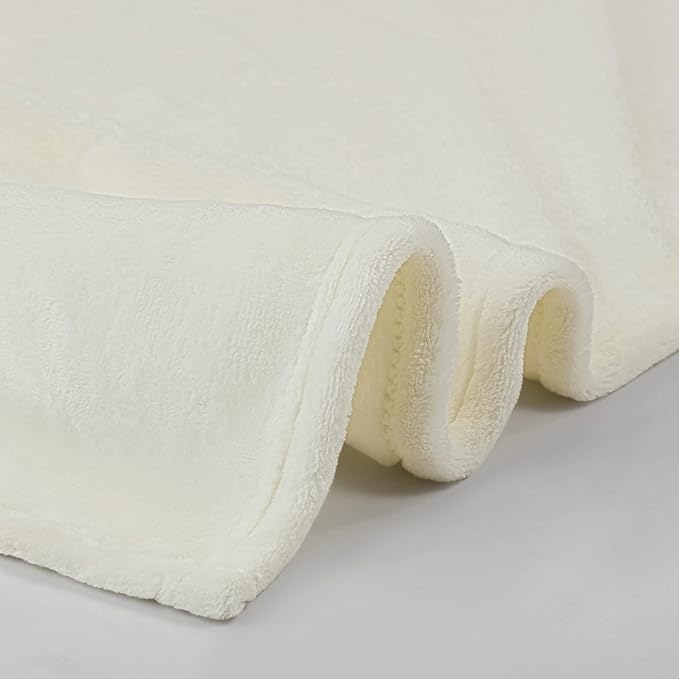 SERTA Cozy Plush Thick Fuzzy Super Soft Lightweight Throw Blanket for Bed, Couch, or Travel, Twin (60 in x 80 in), Off White