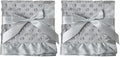 American Baby Company Heavenly Soft Chenille Security Blanket, 2-Layer Design with Minky Dot & Silky Satin, Gray, 14" x 14" for Boys and Girls (Pack of 2)