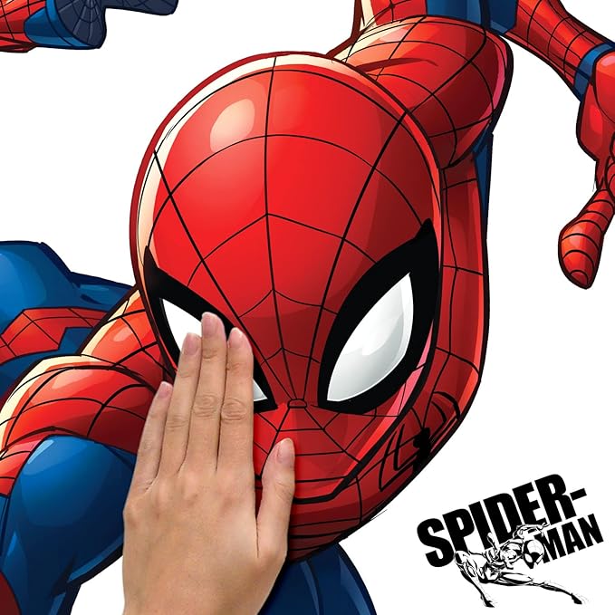 RoomMates RMK5168GC Spider-Man Growth Chart Giant Peel and Stick Wall Decals, Red, Blue