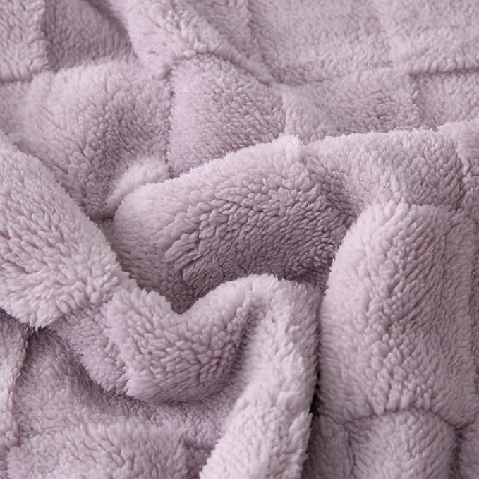 Sherpa Throw Blanket for Couch, Flannel Cozy Soft Thick Blanket for Bed - Fleece, Purple, 60x80 Inches