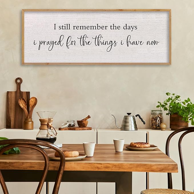 LuZhiQiang Bible Verse Wall Decor I Still Remember the Days I Prayed Sign 40"×15" Christian Grateful Inspirational Religious for Catholic Wall Art Scripture Living Room Religious Wall Hanging (Wood)