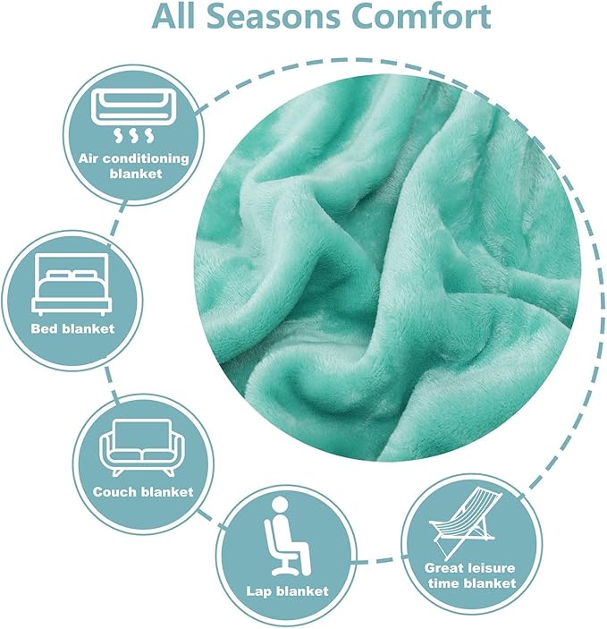 NANPIPER Fleece Blankets Super Soft Flannel Queen Size Blanket for Bed Luxury Cozy Microfiber Plush Fuzzy Blanket,Lake Blue