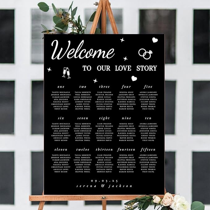 HLNIUC Welcome To Our Beginning Mirror Stickers Double-Sized,Removable Letters Number Wall Decal,Bride And Groom Names Decals,Personalized Wedding Mirror Sticker for Window Sign Marriage Decoration