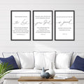 Bible Verses Christian Wall Decor Art The Lord Your God Is Good 16"x11" Set of 3 Scripture Bedroom Above Bed Sign Religious Rustic Home Office Living Room Wall Hanging (Black)