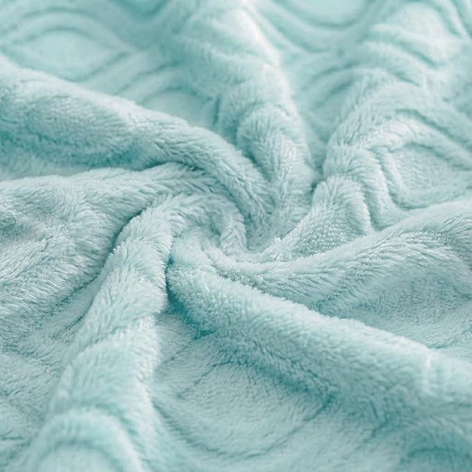 Horaldaily Solid Blanket Throw, Blue Accent Farmhouse Neutral Square Euro Soft Fuzzy Plush Faux Fur Cozy Blankets for Couch Sofa Bed Lounging, Ideal Gifts for Kids Adults Wife Self, 50x60