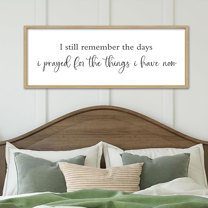 I Still Remember the Days I Prayed Sign 40''×15'' Bible Verse Wall Decor Home Bedroom Scripture Large Rustic Farmhouse Inspirational Wood Framed Plaque Wall Hanging Art (Wood)