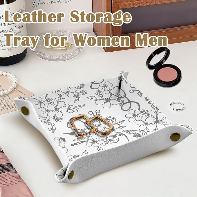 Nurse Appreciation Gift for Women, Nursing Student or Practitioner, for Nurse Week or Day,PU Leather Catchall Tray Jewelry, Keys, Watch, and Accessories Organizer 7.87x7.87in