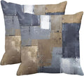 Britimes Throw Pillow Covers Modern Home Art Decor, 18 x 18 Inches Set of 2 Pillow Cases Decorative, Abstract Oil Painting Pillowcases for Bedroom, Living Room, Cushion Couch Sofa, Brown Blue