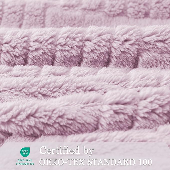 Whale Flotilla Lightweight Fleece Twin Size Blanket for Bed, Fuzzy Soft Blankets with Decorative Jacquard Pattern for All Season, Warm and Fluffy, 60x80 Inch, Lilac