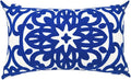 Alysheer Embroidered Lumbar Decorative Throw Pillow Cover 12"x 20", Classic Boho Mandala Embroidery Pattern Cotton Rectangular Cushion Case for Sofa Couch Living Room Bedroom (Royal Blue)