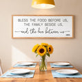 Bless the Food Before Us, the Family Beside Us, and the Love between us Framed Wall Art for Dining Room, 40''×15'' Rustic Holy Positive Religious Bible Verse for Christian God Jesus Christ Prayer