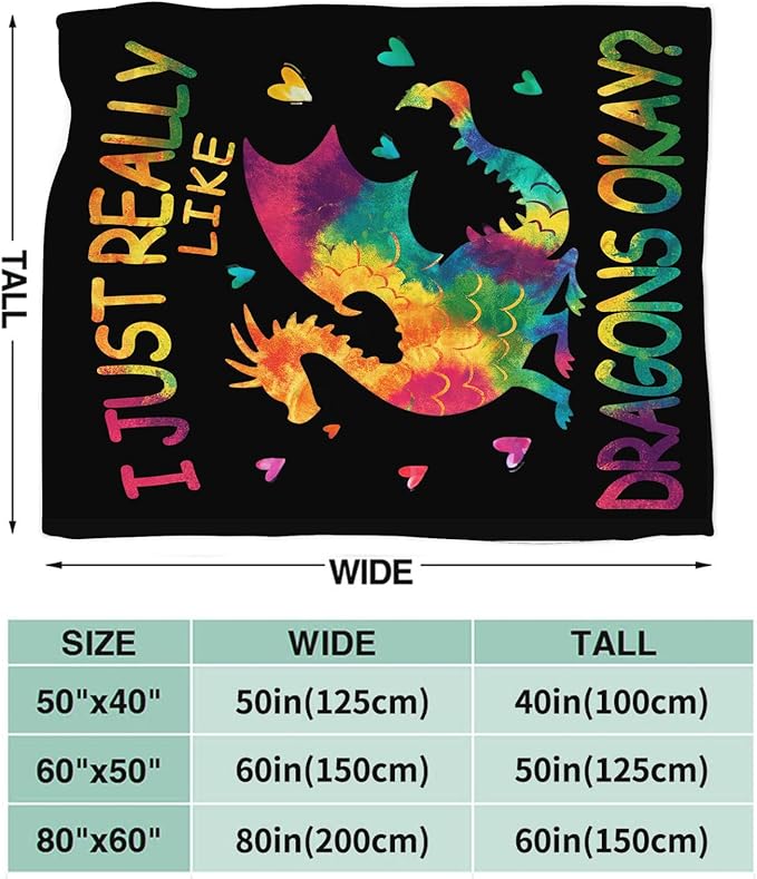 Dragon Blanket for Girls Women Boys Men Adults Kids Soft Cozy Fleece Dragon Lovers Throw Blankets Gifts Warm Flannel Plush Lightweight Decor for Couch Bed Sofa 60"X50"